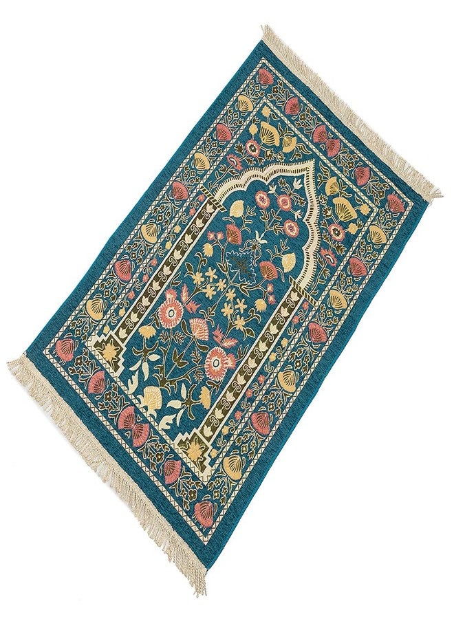 Ragyzity Muslim Prayer Rug, Travel Prayer Mat, Portable Foldable Islamic Rug, Thin Woven Polyester Praying Mat for Men Women, 110x70cm (Blue) - Image 1